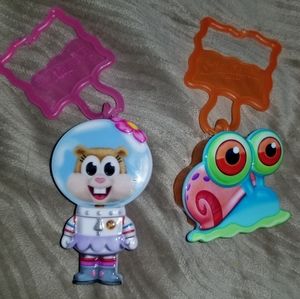 SpongeBob Keychain Toy Clip, Wendy's Kids Meal Collectables X2 (Gary + Sandy)